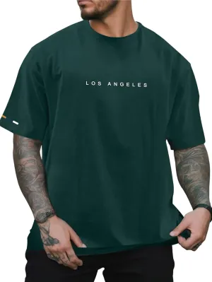 Verdusa Men's Graphic Tees Letter Print Short Sleeve Classic Tops Crewneck Casual T Shirt