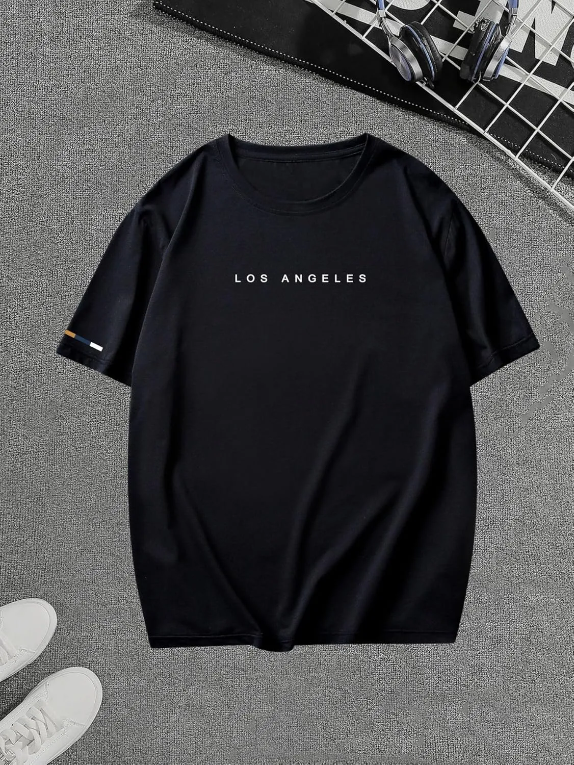Verdusa Men's Graphic Tees Letter Print Short Sleeve Classic Tops Crewneck Casual T Shirt