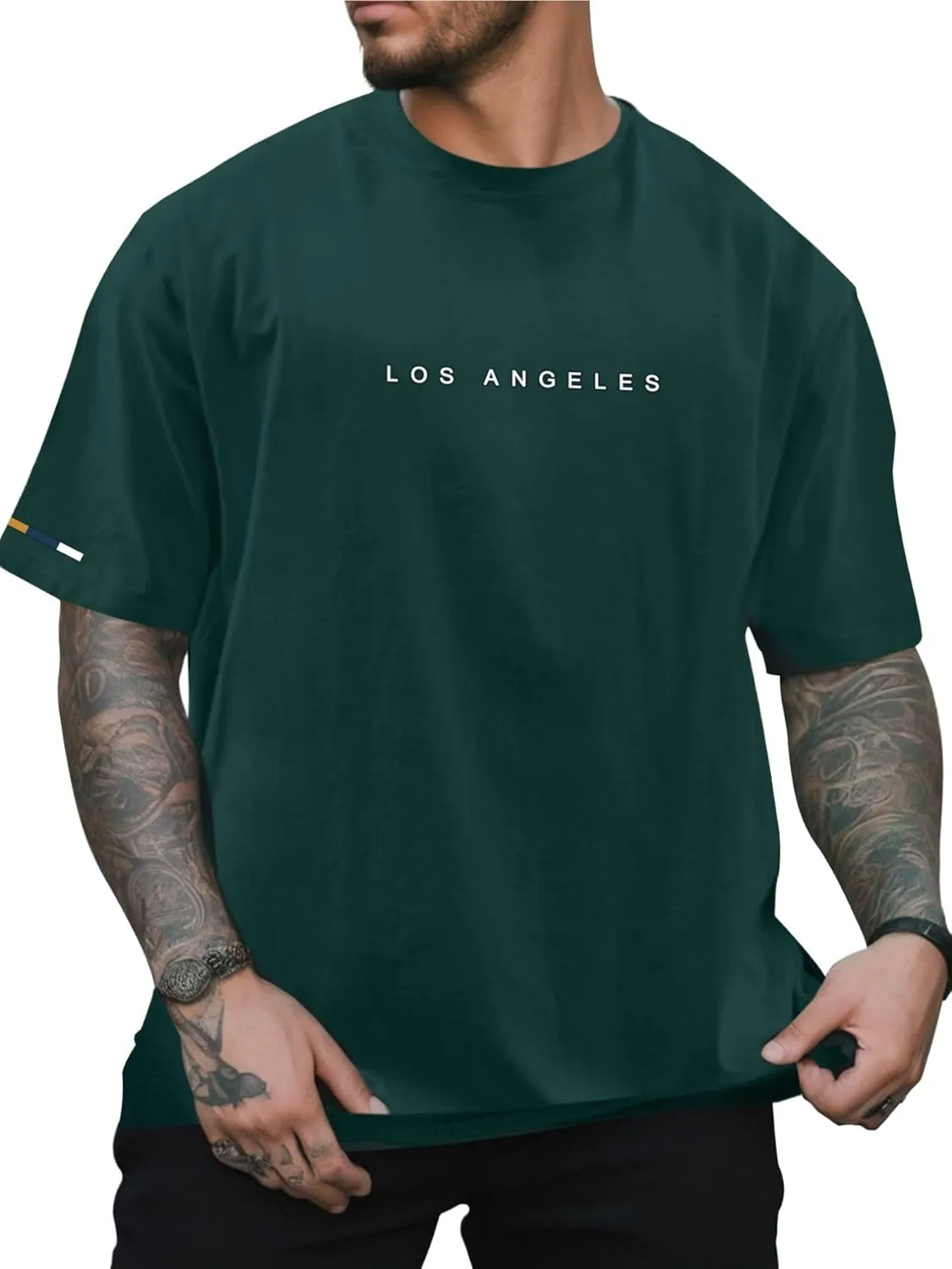 Verdusa Men's Graphic Tees Letter Print Short Sleeve Classic Tops Crewneck Casual T Shirt