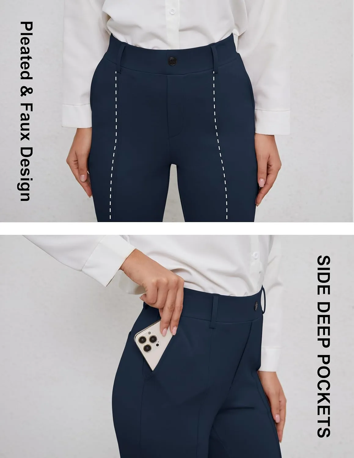 VIMPEP Womens Bootcut Leg Dress Pants - High Rise Stretchy Yoga Slacks for Office Workout Business Casual B201