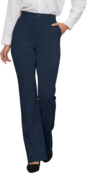 VIMPEP Womens Bootcut Leg Dress Pants - High Rise Stretchy Yoga Slacks for Office Workout Business Casual B201