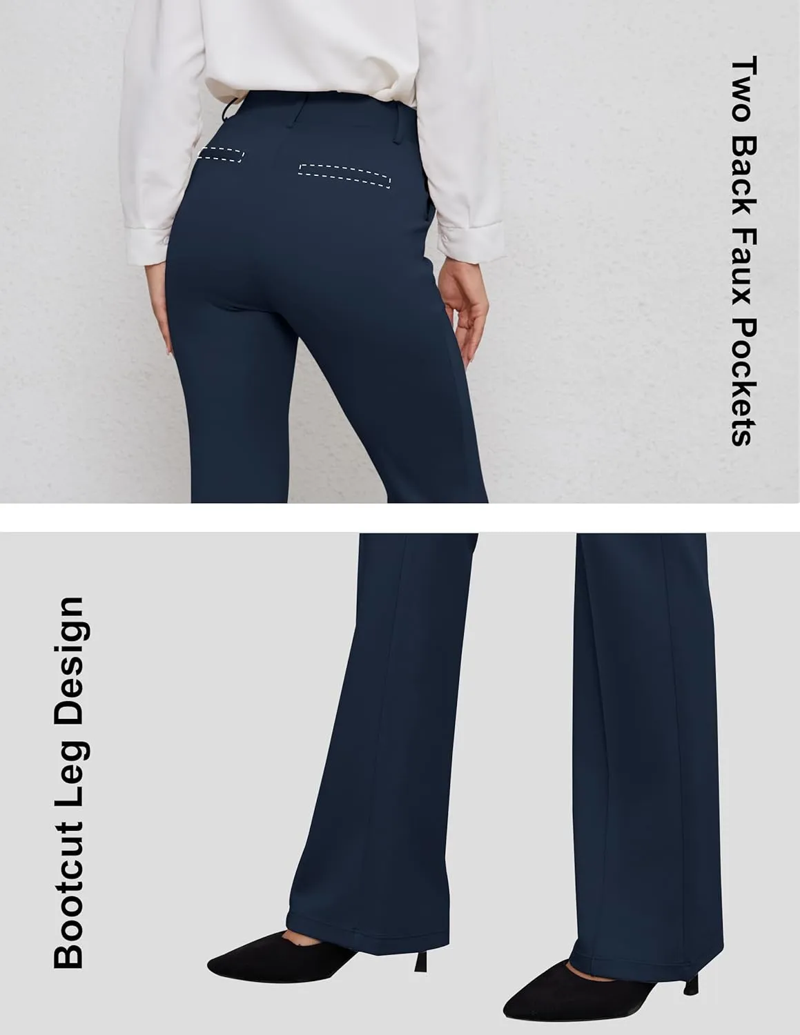 VIMPEP Womens Bootcut Leg Dress Pants - High Rise Stretchy Yoga Slacks for Office Workout Business Casual B201
