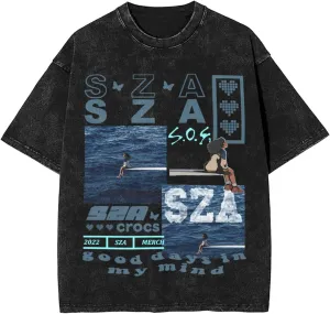 Vintage Oversized T Shirt Szas Mens Summer Sport Tee Classic Short Sleeves Tops