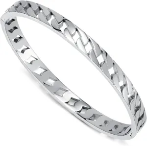 VJOSA Punk Rock Stainless Steel Hollow Cuban Chain Shape Cuff Bracelet