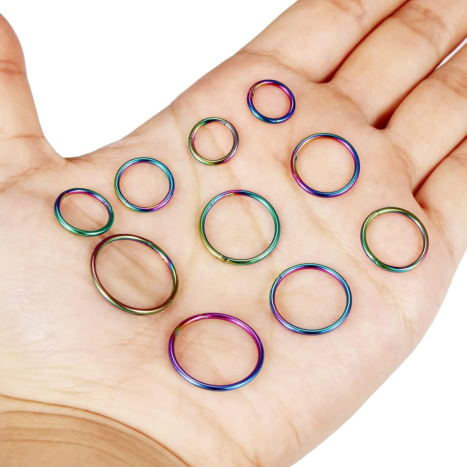 Vsnnsns 14G 16G Septum Nose Rings Hoops Lip Ring Piercing Jewelry 316L Surgical Steel Hinged Segment Clicker Cartilage Tragus Helix Conch Rook Daith Lobe Earrings Hoops Piercing Jewelry for Women Men