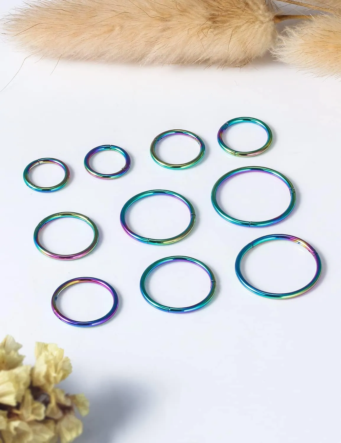 Vsnnsns 14G 16G Septum Nose Rings Hoops Lip Ring Piercing Jewelry 316L Surgical Steel Hinged Segment Clicker Cartilage Tragus Helix Conch Rook Daith Lobe Earrings Hoops Piercing Jewelry for Women Men