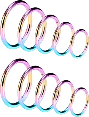 Vsnnsns 14G 16G Septum Nose Rings Hoops Lip Ring Piercing Jewelry 316L Surgical Steel Hinged Segment Clicker Cartilage Tragus Helix Conch Rook Daith Lobe Earrings Hoops Piercing Jewelry for Women Men