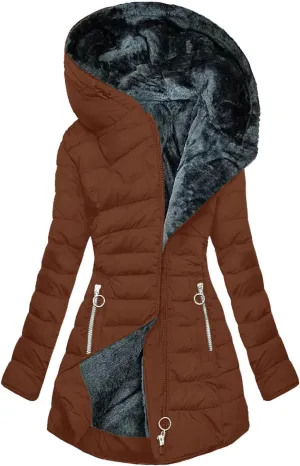 Warm Winter Coats For Women 2023 Trendy Sherpa Fleece Lined Hooded Jackets Thicken Quilted Puffer Coat Slim Fit