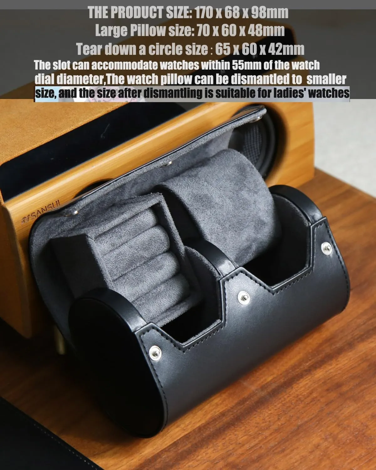 Watch Roll Travel Case, Mens Single Watch And Cufflink Box Case with Suede Lining, Portable Watch Cufflink Display Storage and Organizer to Holder Large Watch, Cufflink Travel Case For Men