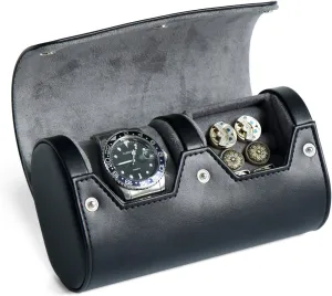 Watch Roll Travel Case, Mens Single Watch And Cufflink Box Case with Suede Lining, Portable Watch Cufflink Display Storage and Organizer to Holder Large Watch, Cufflink Travel Case For Men