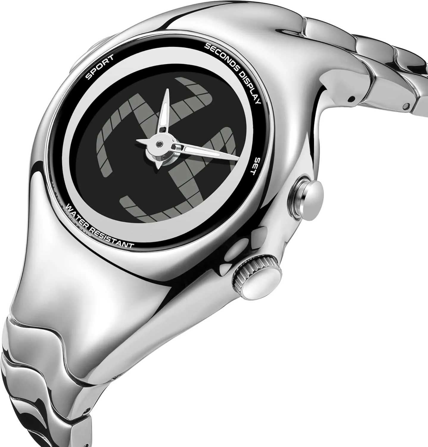 Watches for Men Stainless Steel Band Mens Watches Waterproof Big Face Analog Quartz Watch Sport Casual Classical Fashion Designer Dress Futuristic Wrist Watches Elegant Gift for Men Cool Watch
