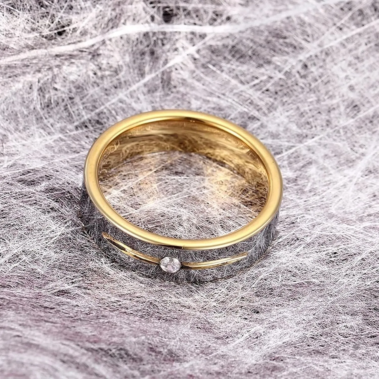 Wedding Rings Sets His and Hers, Couple Rings Set Promise Rings Tungsten Comfort Fit 6mm Silver Gold Ring with Cubic Zirconia