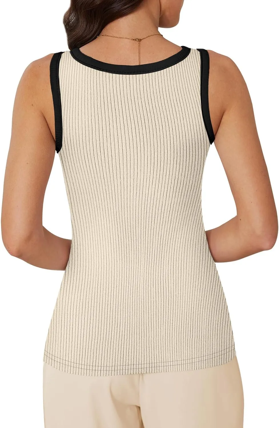 WIHOLL Womens Ribbed Tank Tops 2025 Summer Scoop Neck Slim Fitted Tops Casual Basic Knit Sleeveless Shirts