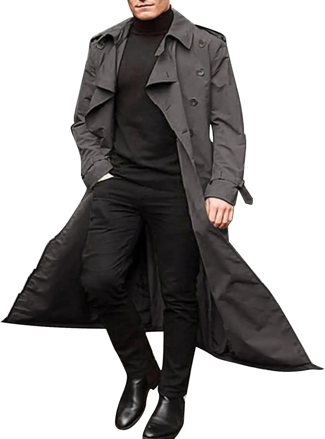 Windbreaker Jackets for Men Classic Loose Long Casual Trendy Solid Jacket