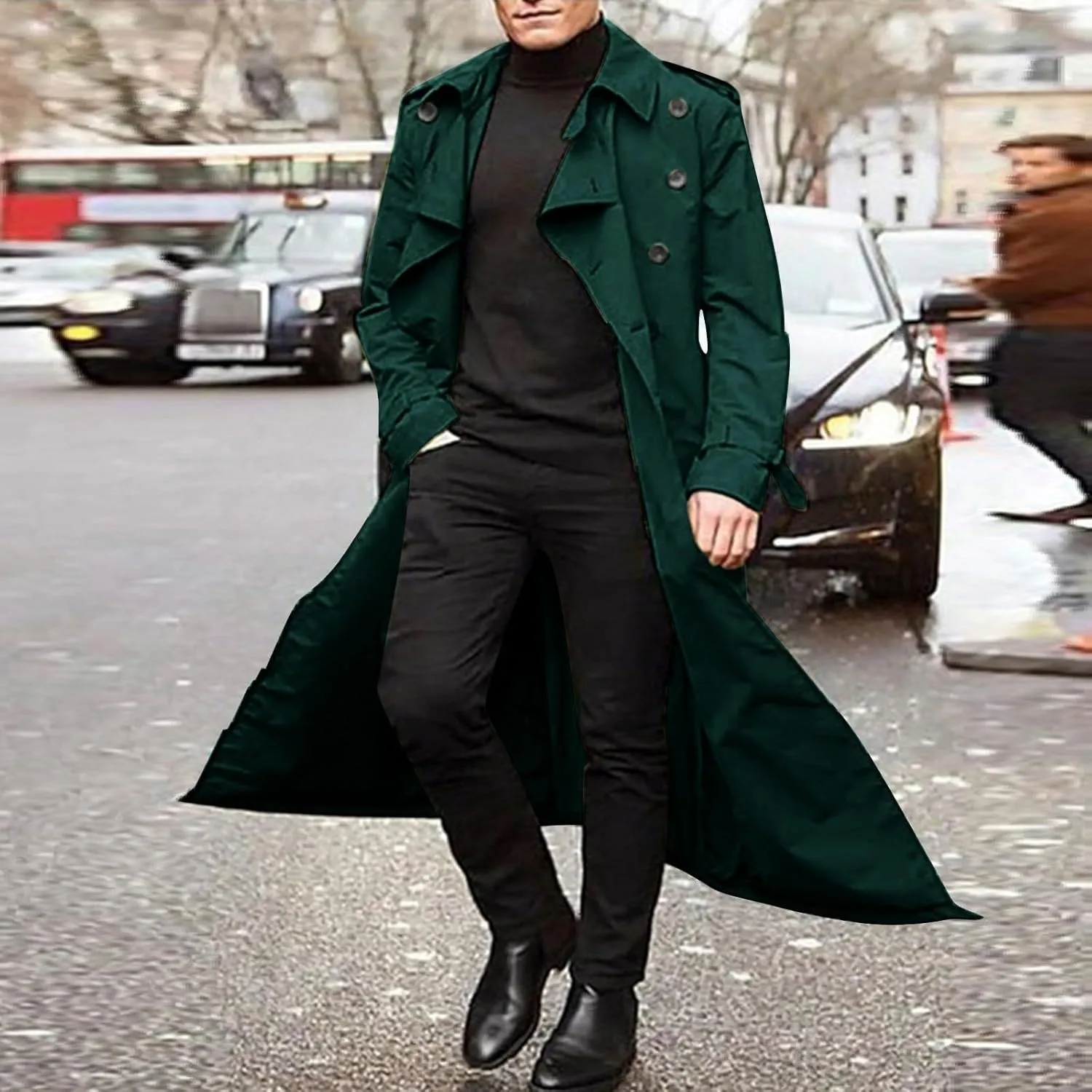 Windbreaker Jackets for Men Classic Loose Long Casual Trendy Solid Jacket