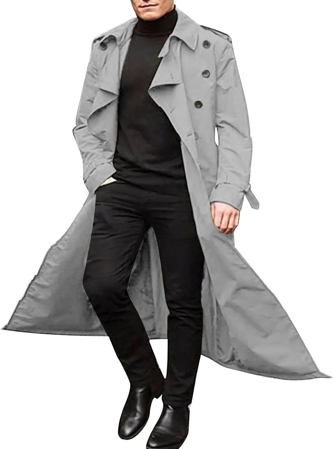 Windbreaker Jackets for Men Classic Loose Long Casual Trendy Solid Jacket