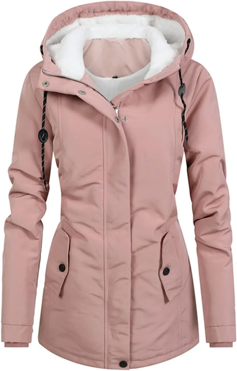 Winter Coats for Women 2024 Trendy Plus Size Warm Sherpa Fleece Lined Jackets Fleece Hooded Parka Peacoat Outerwear