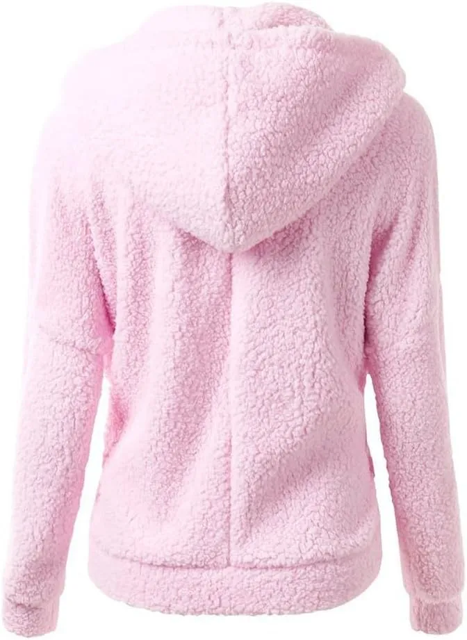 Winter Coats for Women Zip Up Fleece Lined Sherpa Jacket Warm Plush Hooded Jackets Trendy Y2K Teddy Fuzzy Outerwear
