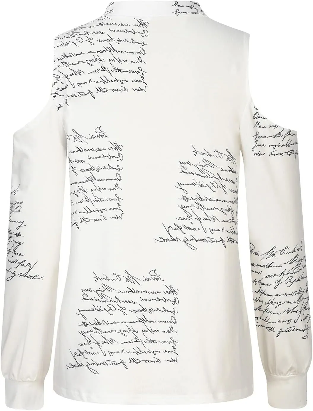 Women 2022 Fashion Cold Shoulder Tops Graphic Printed Long Sleeve Notch V Neck Pullover Shirts Casual Loose Blouses