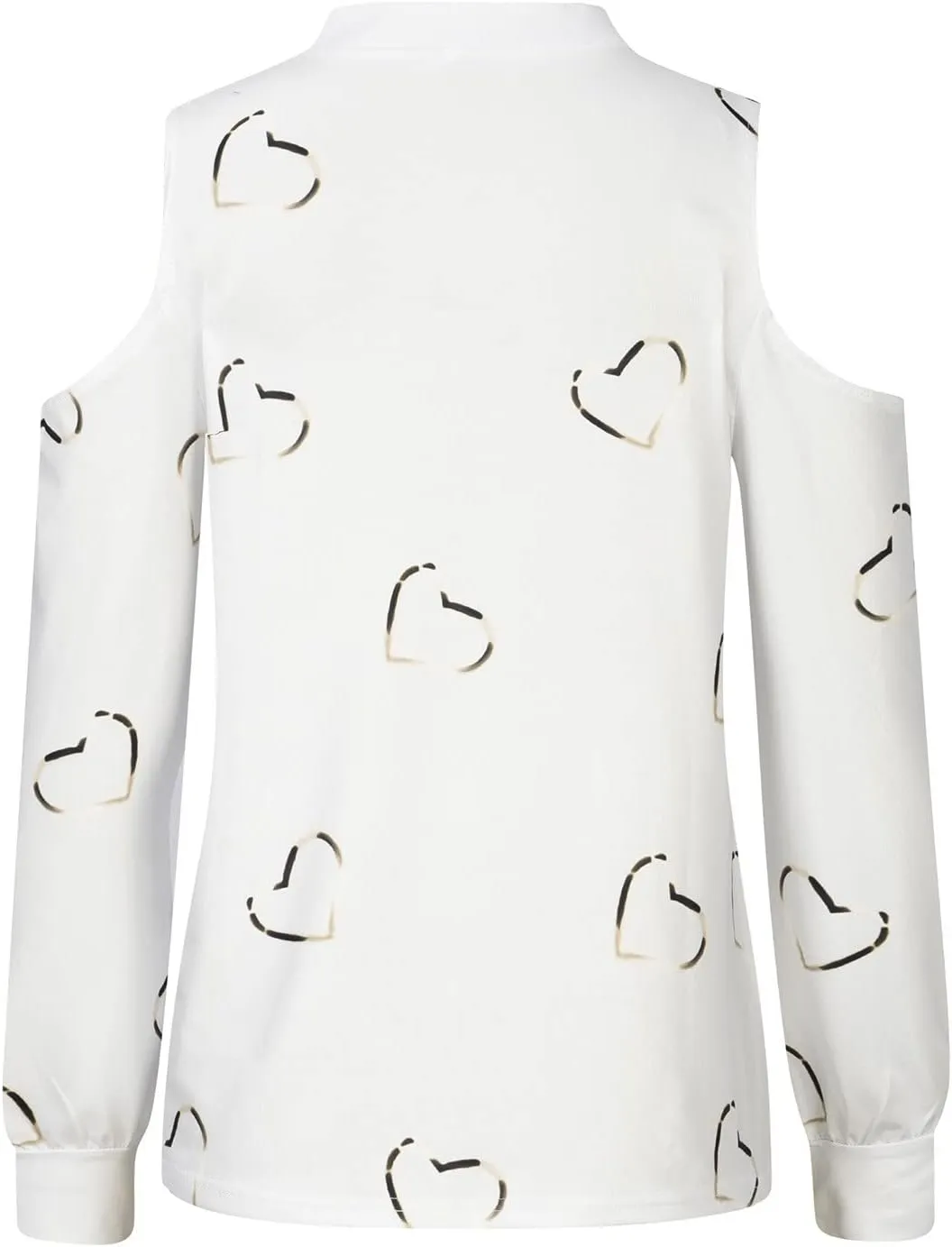 Women 2022 Fashion Cold Shoulder Tops Graphic Printed Long Sleeve Notch V Neck Pullover Shirts Casual Loose Blouses