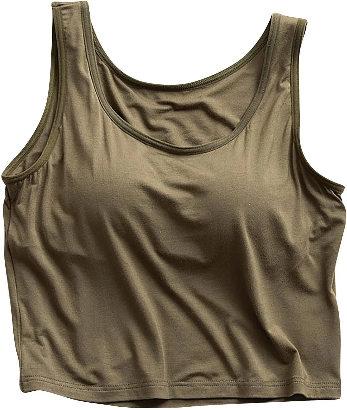 Women Built in Bra Cropped Tank Tops Sleeveless Athletic Yoga Camisole Soft Modal Padded Sports Shirts Vest