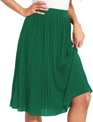 Women Classic Chiffon Flowy Pleated Midi Skirts