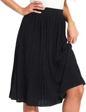Women Classic Chiffon Flowy Pleated Midi Skirts