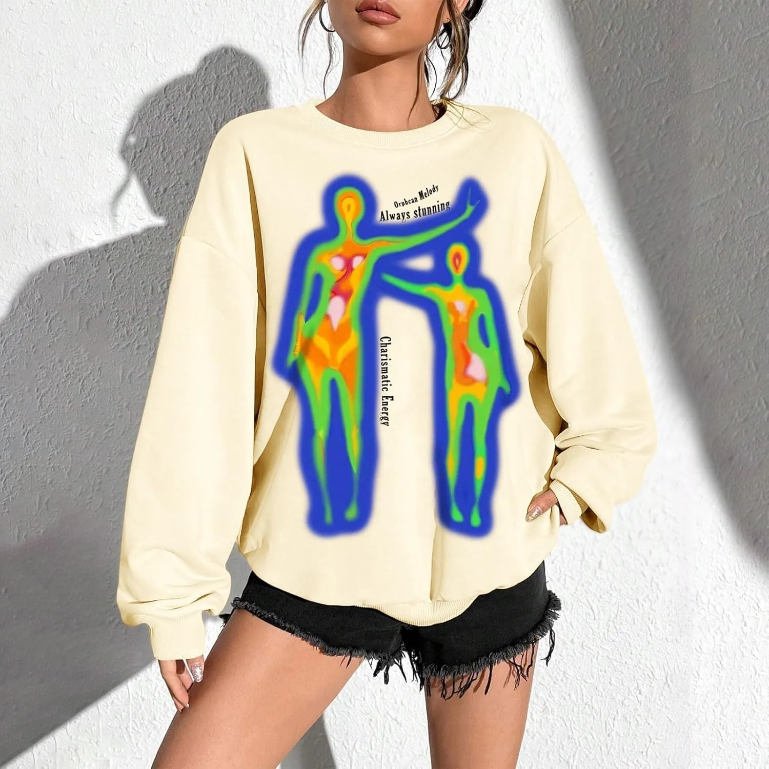 Women Crewneck Oversized Sweatshirt Y2K Crewneck Long Sleeve Graphic Vintage Pullover Classic Fit Casual Shirt