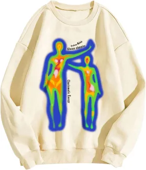 Women Crewneck Oversized Sweatshirt Y2K Crewneck Long Sleeve Graphic Vintage Pullover Classic Fit Casual Shirt