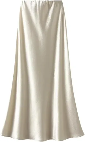 Women Pleated Flowing Satin Tight Midi Skirt Elegant Women Mermaid Skirt