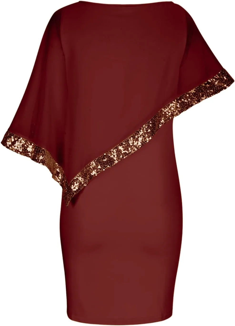 Women Plus Size Summer Dress Asymmetrical Cape Sleeve Bodycon Pencil Dress Elegant Strapless Round Neck Sundresses