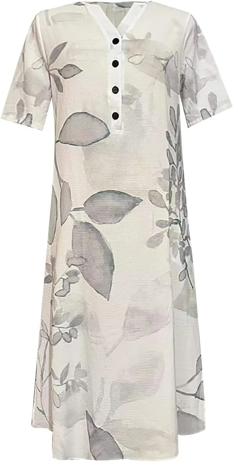 Women Sun Dresses Vneck Dresses Sun Dresses for Women Short Sleeve Maxi Long Beach Festival Hawaiian Sun Dresses