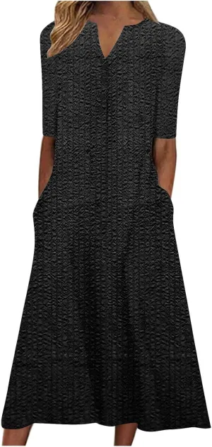 Women Sun Dresses Vneck Dresses Sun Dresses for Women Short Sleeve Maxi Long Beach Festival Hawaiian Sun Dresses