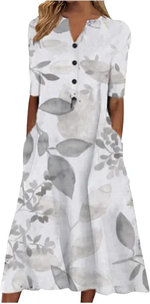 Women Sun Dresses Vneck Dresses Sun Dresses for Women Short Sleeve Maxi Long Beach Festival Hawaiian Sun Dresses