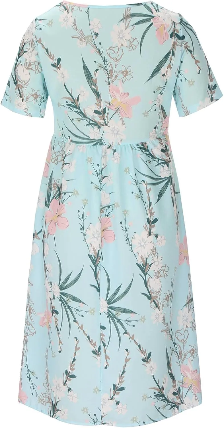 Women Sun Dresses Vneck Dresses Sun Dresses for Women Short Sleeve Maxi Long Beach Festival Hawaiian Sun Dresses