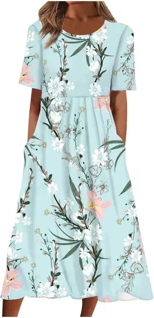 Women Sun Dresses Vneck Dresses Sun Dresses for Women Short Sleeve Maxi Long Beach Festival Hawaiian Sun Dresses