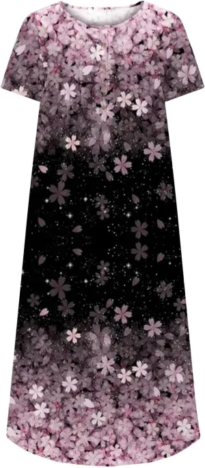 Women Sun Dresses Vneck Dresses Sun Dresses for Women Short Sleeve Maxi Long Beach Festival Hawaiian Sun Dresses