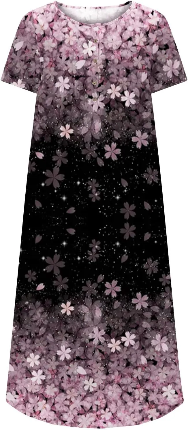 Women Sun Dresses Vneck Dresses Sun Dresses for Women Short Sleeve Maxi Long Beach Festival Hawaiian Sun Dresses