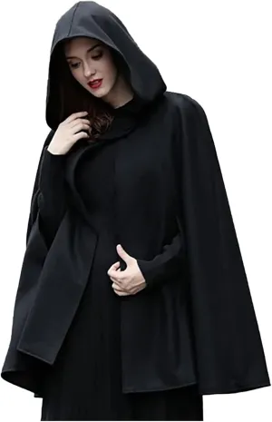 Women Trendy Trench Coat Open Front Cardigan Jacket Hooded Coats Shawl Cape Cloak Mantle Plus Gothic Halloween Cloak