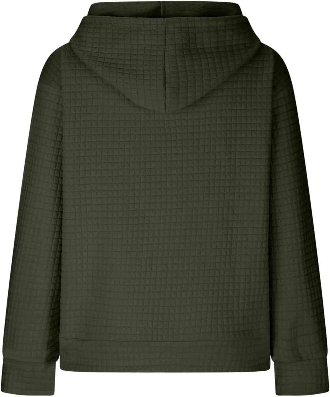 Women Waffle Plaid Knit Y2K Hoodie Drawstring Lightweight Oversized Sweatshirt Comfy Cute Pullover Streetwear Hoodies