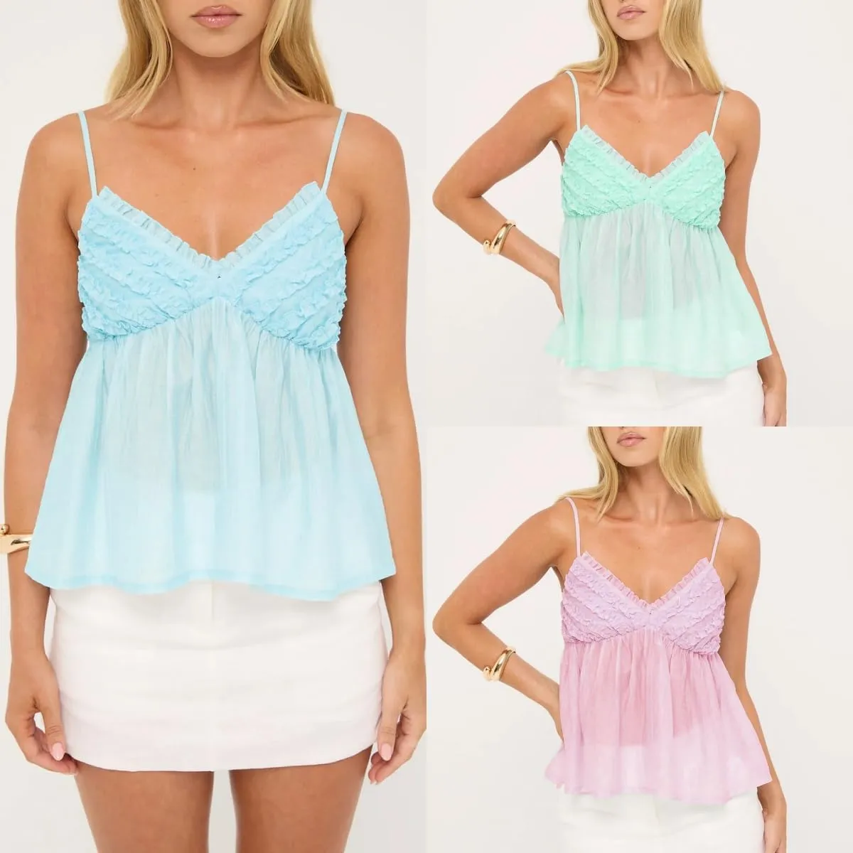 Women Y2K Babydoll Tops Fairy Ruched Ruffle V Neck Lace Camisoles Summer Y2k Going Out Crop Shirt Streetwear