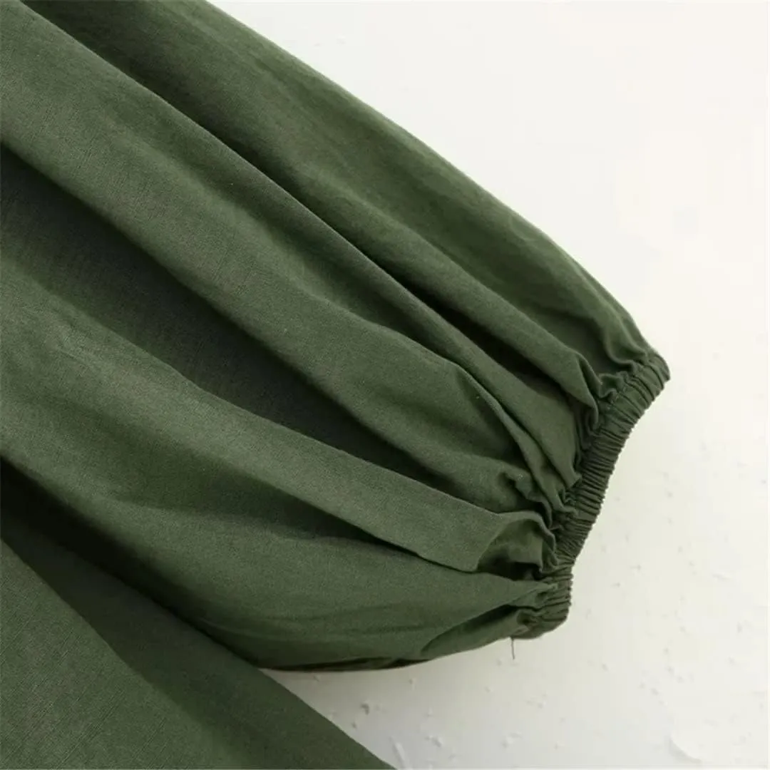 Women's Beading Embroidered Tiered Ruffle Mini Dress Elegant Female Lantern Sleeve Loose Dresses