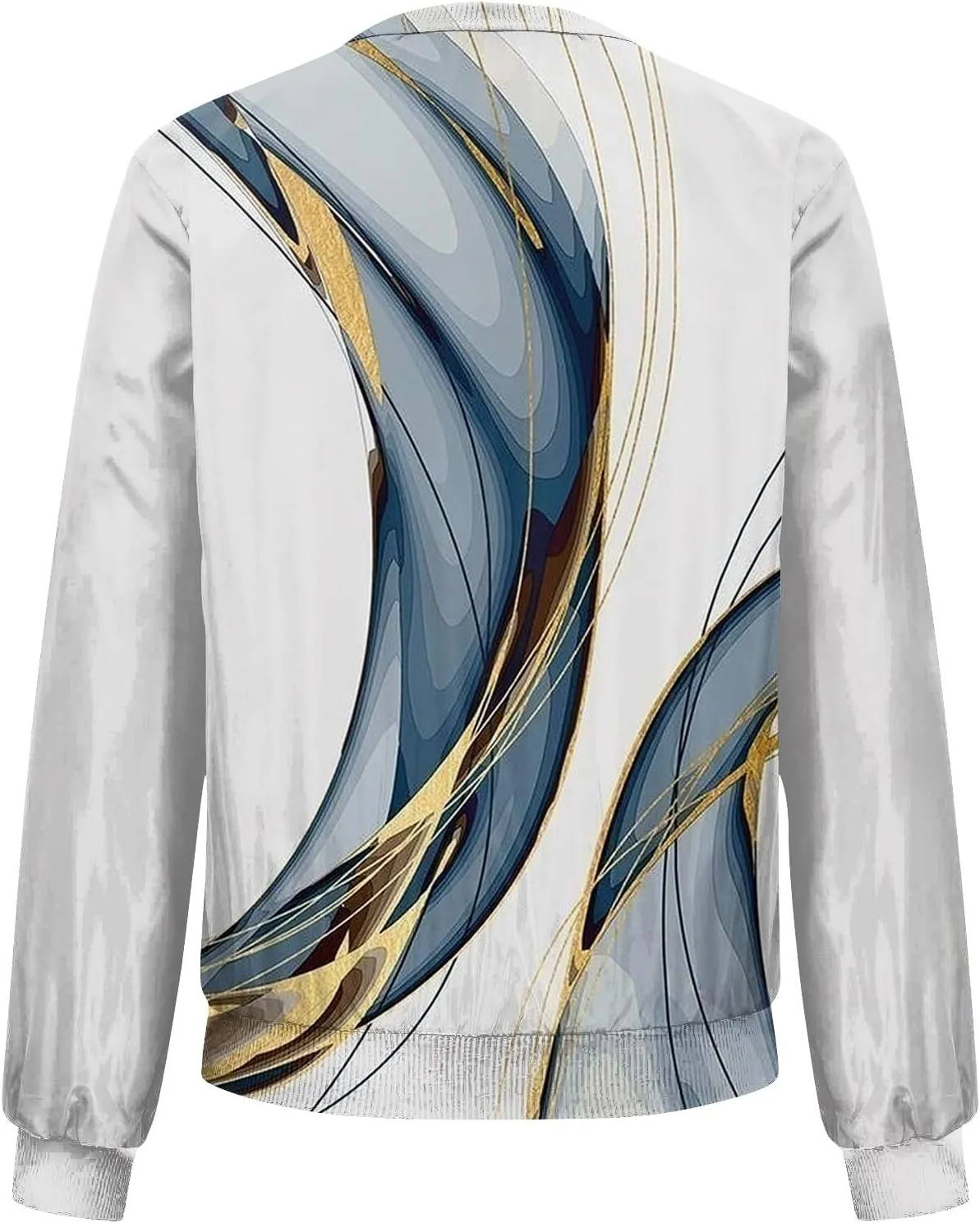 Women'S Bomber Jackets Lightweight Floral Printing Zip Up Long Sleeve Jacket With Pocket Fall Stand Collar Coat
