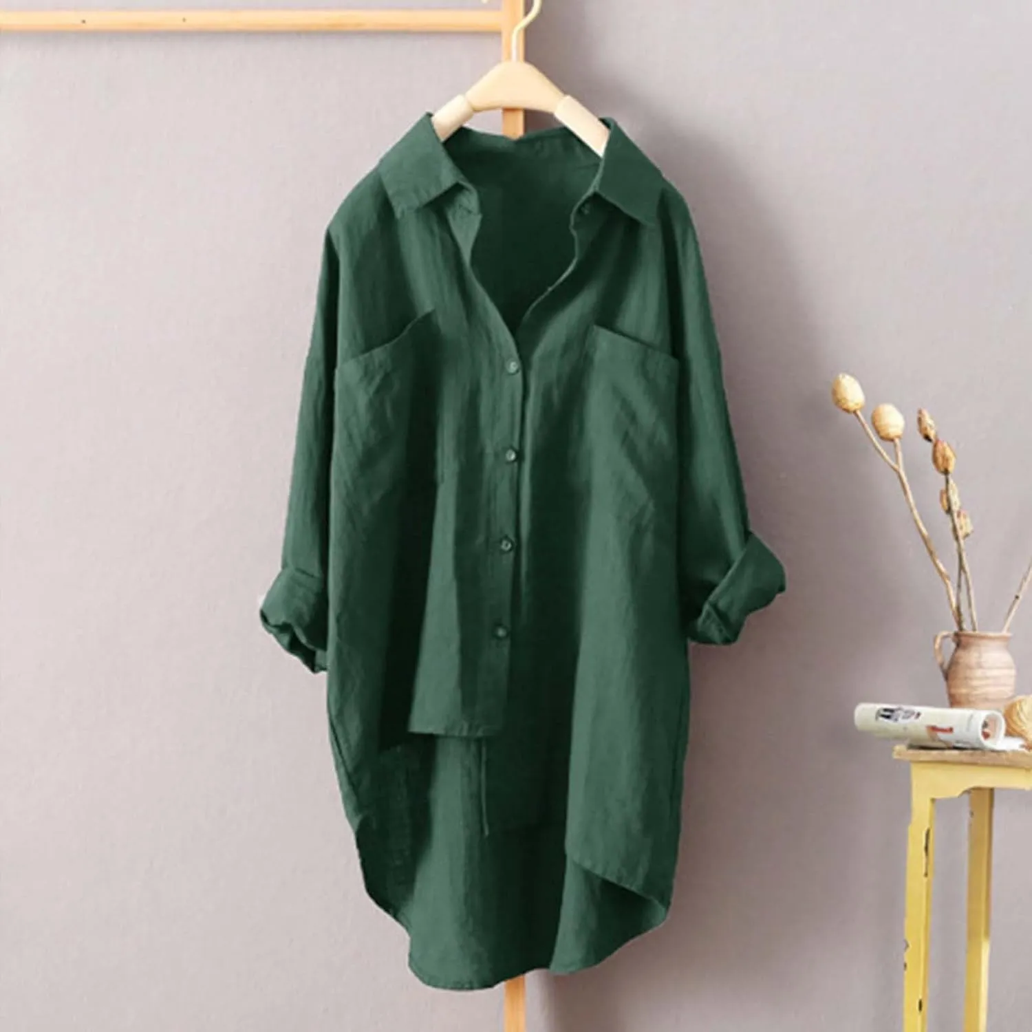 Womens Classic Plaid Shirt Long Sleeve Button Down Up Shirts 2025 Stylish Oversized Loose Fit Blouse V Neck Tops