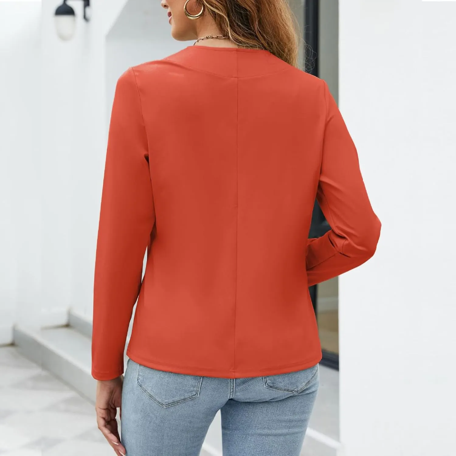 Women's Cropped Blazer Tops Casual Work Long Sleeve Jacket Lightweight Office Suit Coat Classy Trendy Cardigans