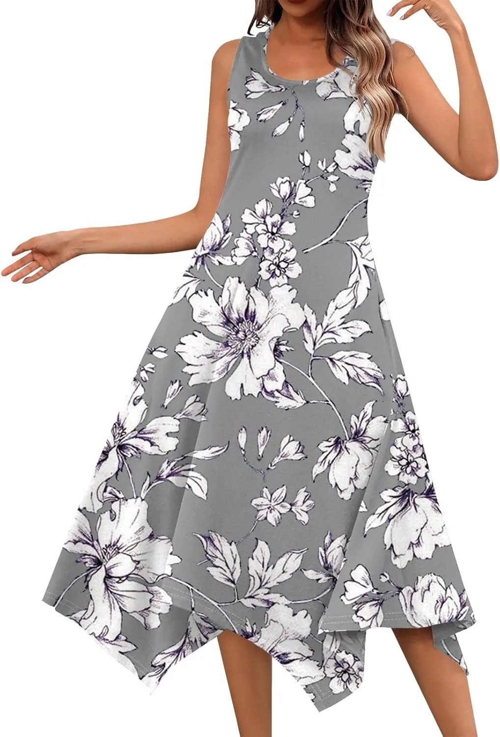 Womens Dresses Dresses for Women 2025 Elegant Swing Floral Print Cotton Spring Summer Sundress Maxi
