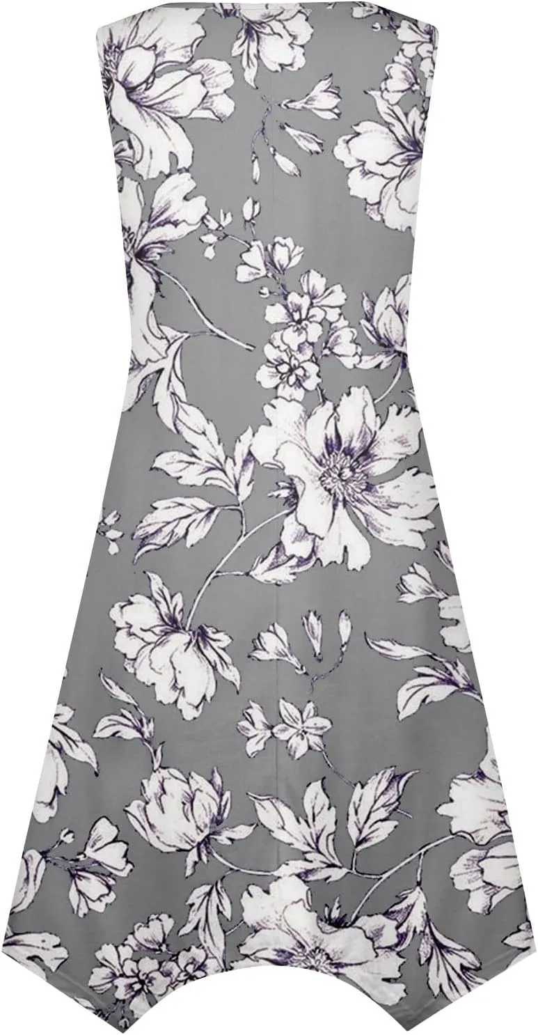 Womens Dresses Dresses for Women 2025 Elegant Swing Floral Print Cotton Spring Summer Sundress Maxi