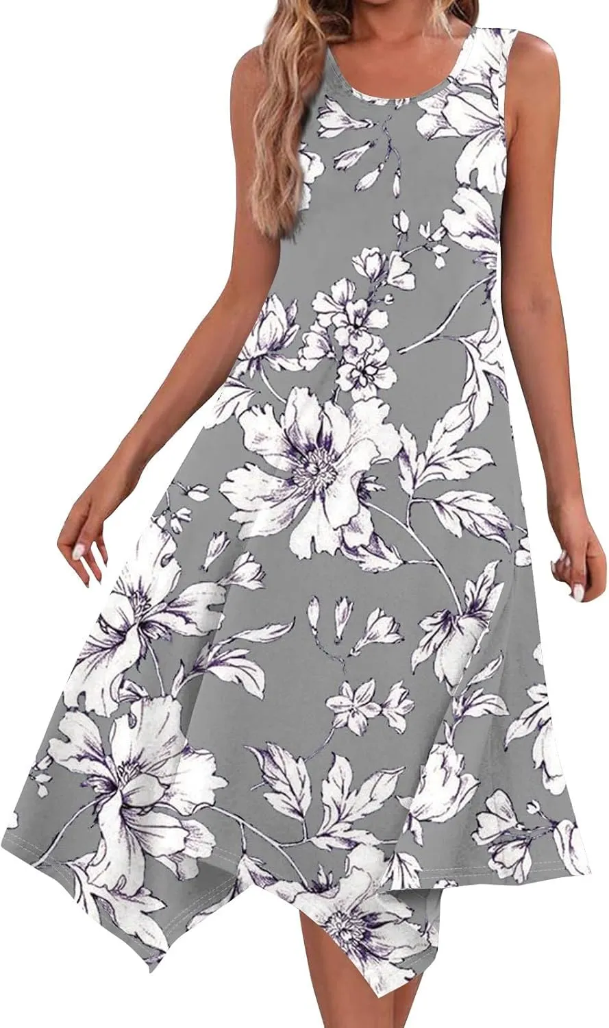 Womens Dresses Dresses for Women 2025 Elegant Swing Floral Print Cotton Spring Summer Sundress Maxi