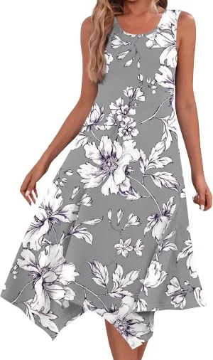 Womens Dresses Dresses for Women 2025 Elegant Swing Floral Print Cotton Spring Summer Sundress Maxi