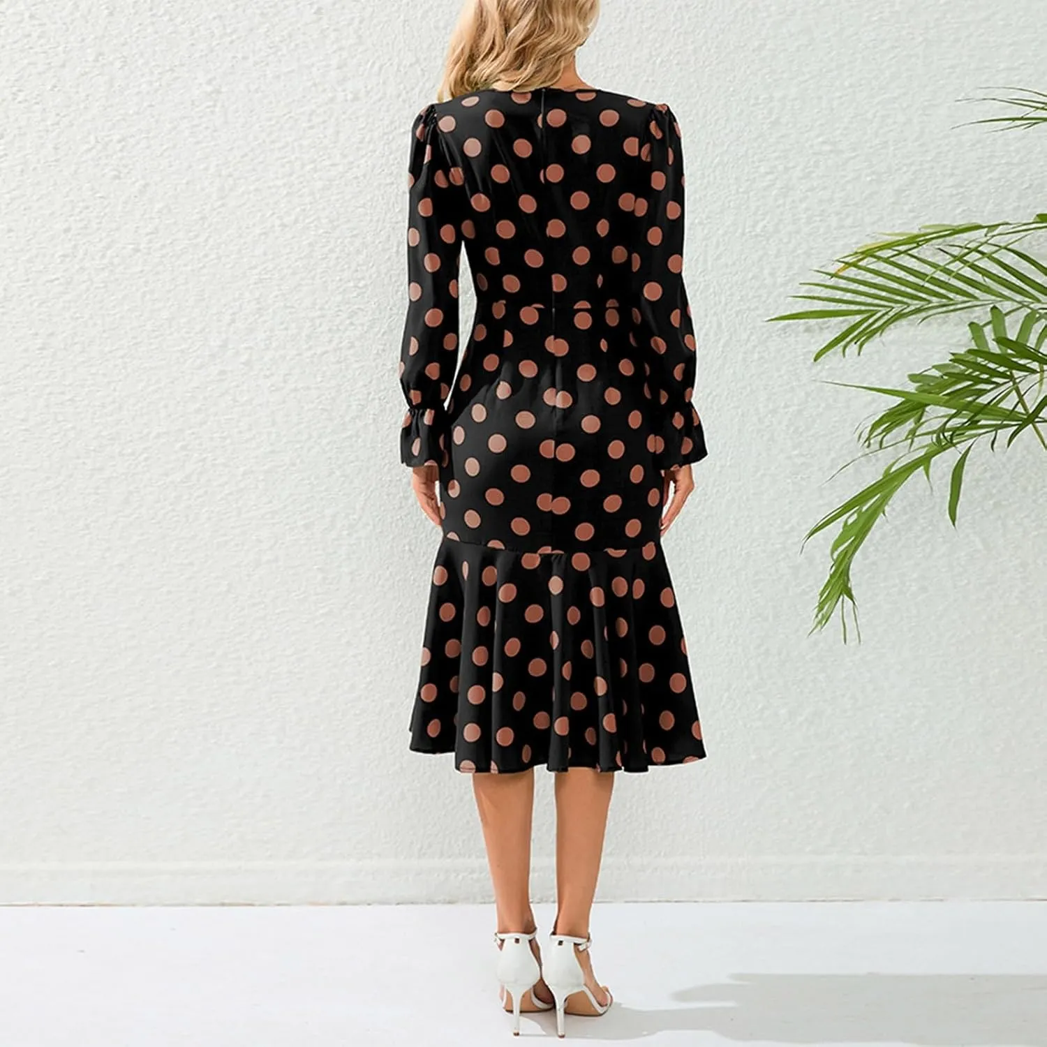 Women's Fall Casual Elegant Flowy Lantern Sleeve V-Neck Floral Print Maxi Dress